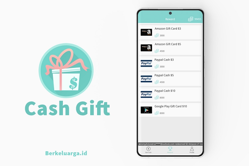 Menggunakan aplikasi Cash Gift