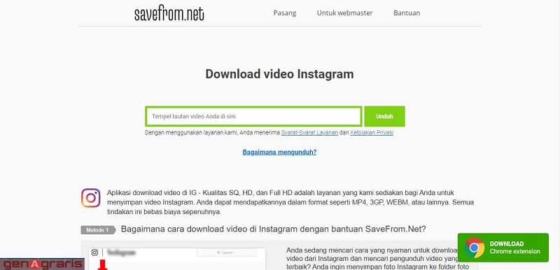 Cara Download Menggunakan Situs SaveFrom IG Apk Video HD Instagram Terbaru